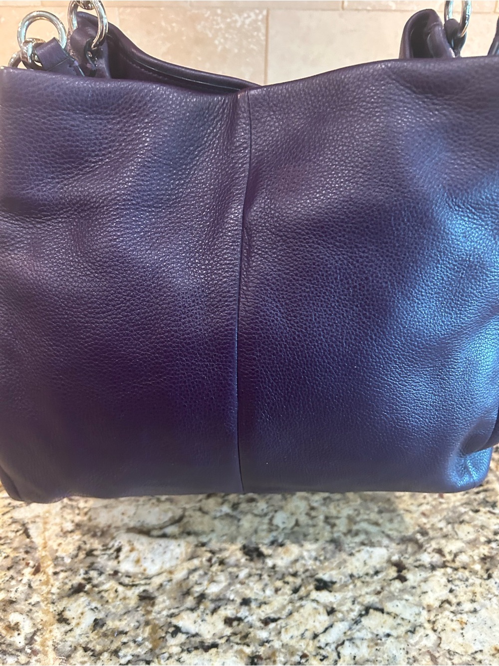 Coach Madison Phoebe plum pebbled triple compartment leather shoulder bag - Picture 2 of 13
